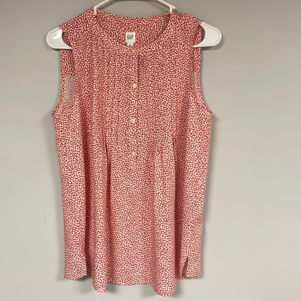 Womens' Gap colorful sleeveless Pintuck Blouse, S,